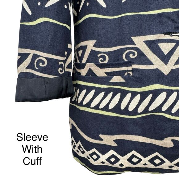 Vintage Rafaella Blazer Womens 8 Black Linen Cotton Southwestern Aztec Artsy 90s - Picture 9 of 16